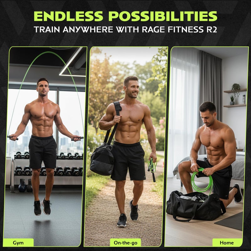 Rage Fitness R2 Jump Rope - Green PVC Training Rope with Speed Bearing Handles - Image 3